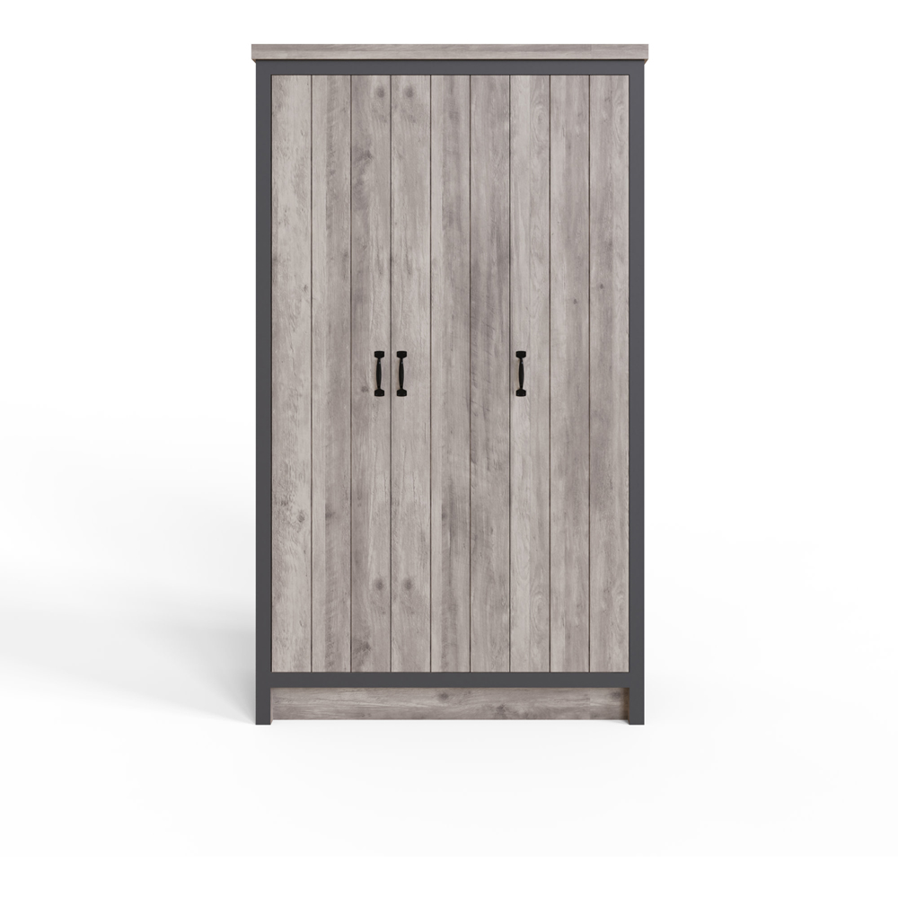 GFW Boston 3 Door Grey Wardrobe Image 3