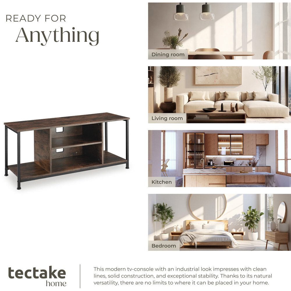 Tectake 4 Shelf Rustic Dark Wood TV Stand Image 7