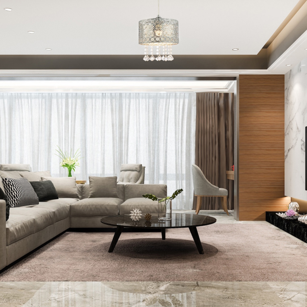 Happy Homewares Floral Moroccan Shiny Chrome Clear Acrylic Droplets Pendant Shade Image 2