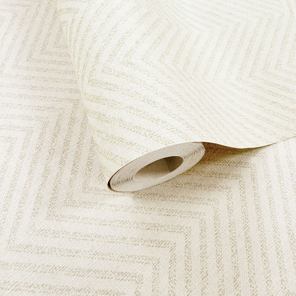Muriva Ren Woven Herringbone Texture Cream Wallpaper Image 3