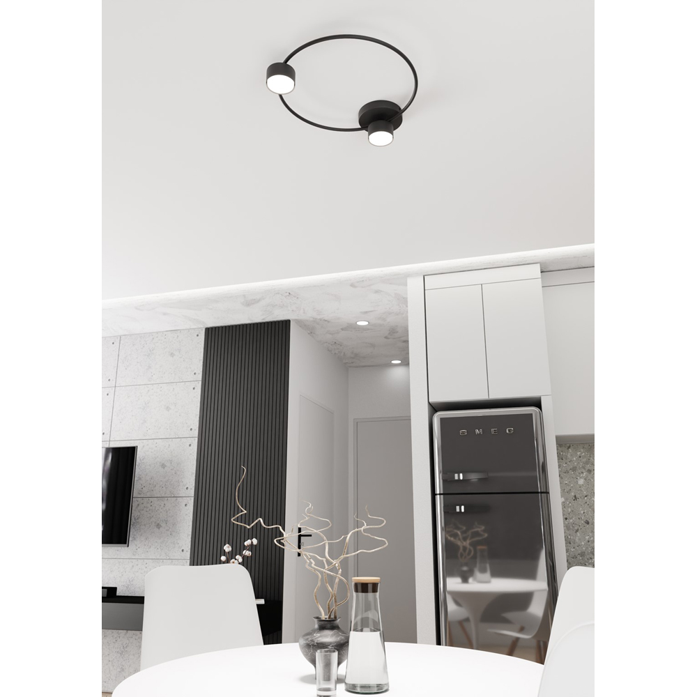 Emibig Lucio 2 Light Ring Design Black Ceiling Lamp Image 5