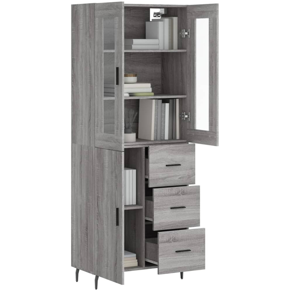vidaXL 3 Door 3 Drawer Grey Sonoma Highboard Image 3