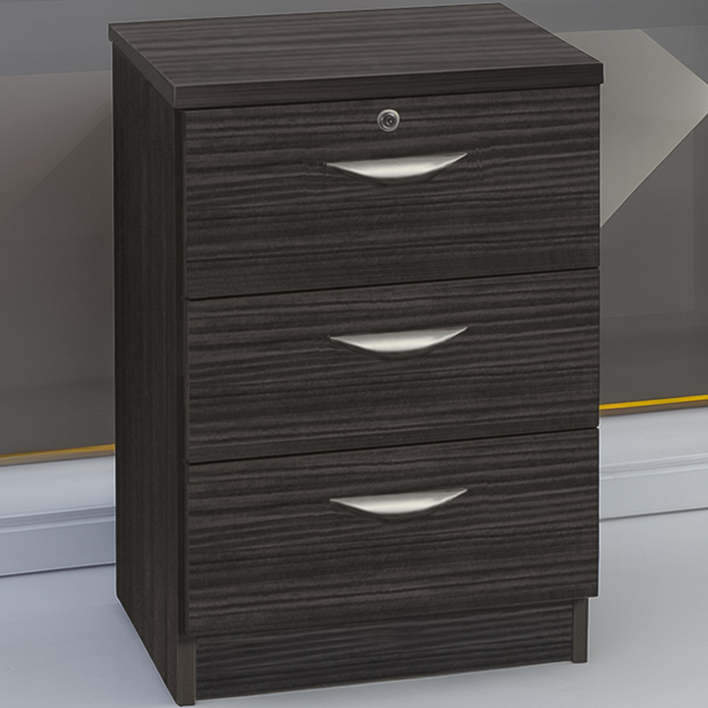 R White Cabinets 3 Drawer Black Storage Unit Image 1