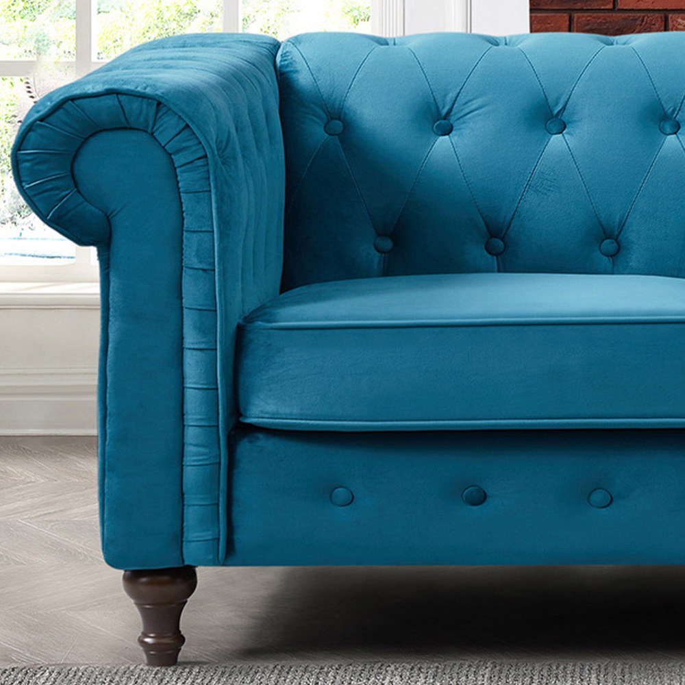 Pelham 2 Seater Teal Velvet Sofa Image 2