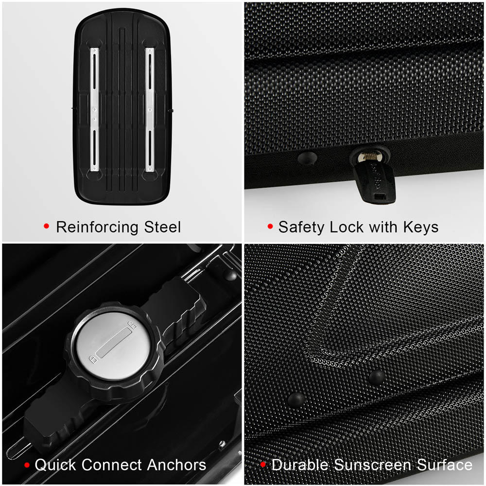Costway Black Dual Opening Car Rooftop Cargo Box 400L Image 8