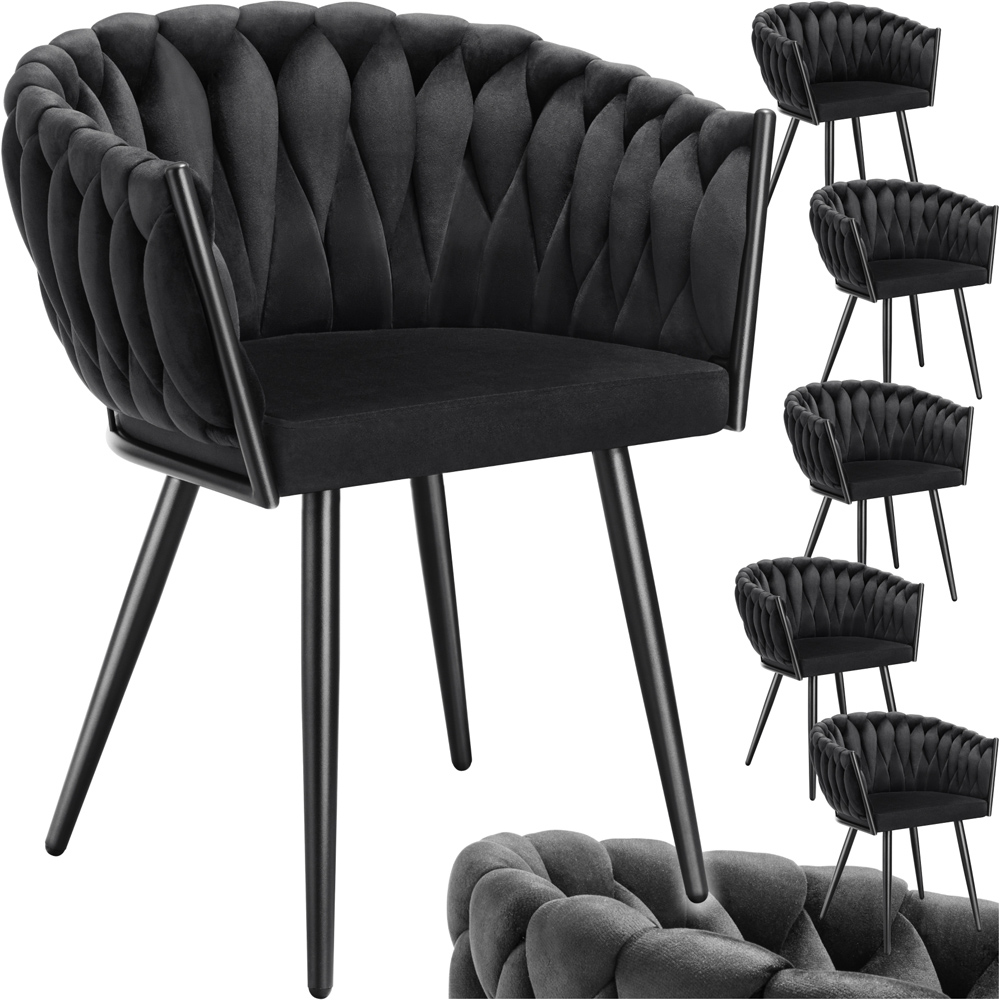 Tectake Astana Set of 6 Black Dining Chair Image 2