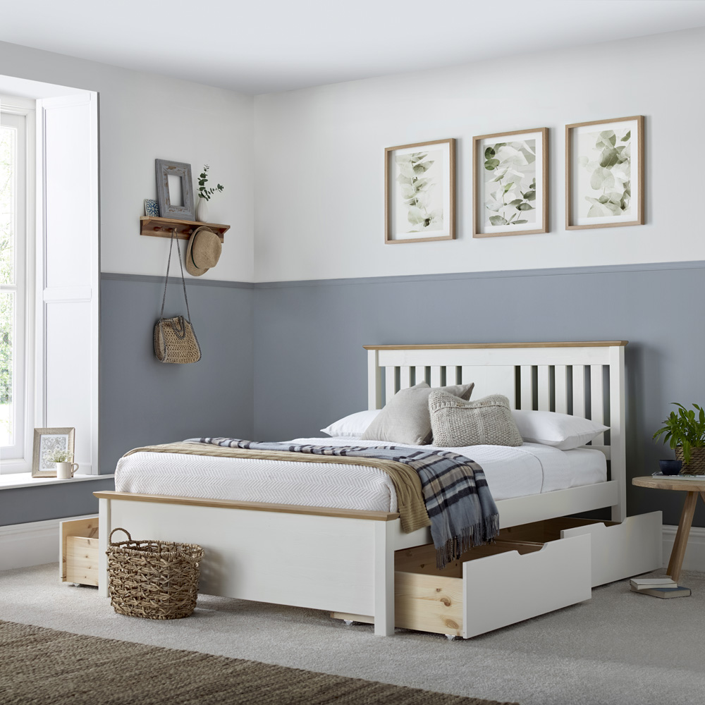 Chester Single Stone White and Oak Bed Frame Image 2
