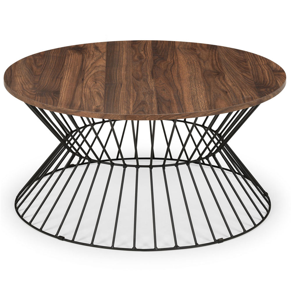 Julian Bowen Jersey Walnut Round Wire Coffee Table Image 2