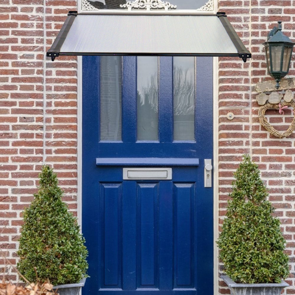 Living and Home Black Window and Door Awning Canopy with Brackets 90 x 120cm Image 5