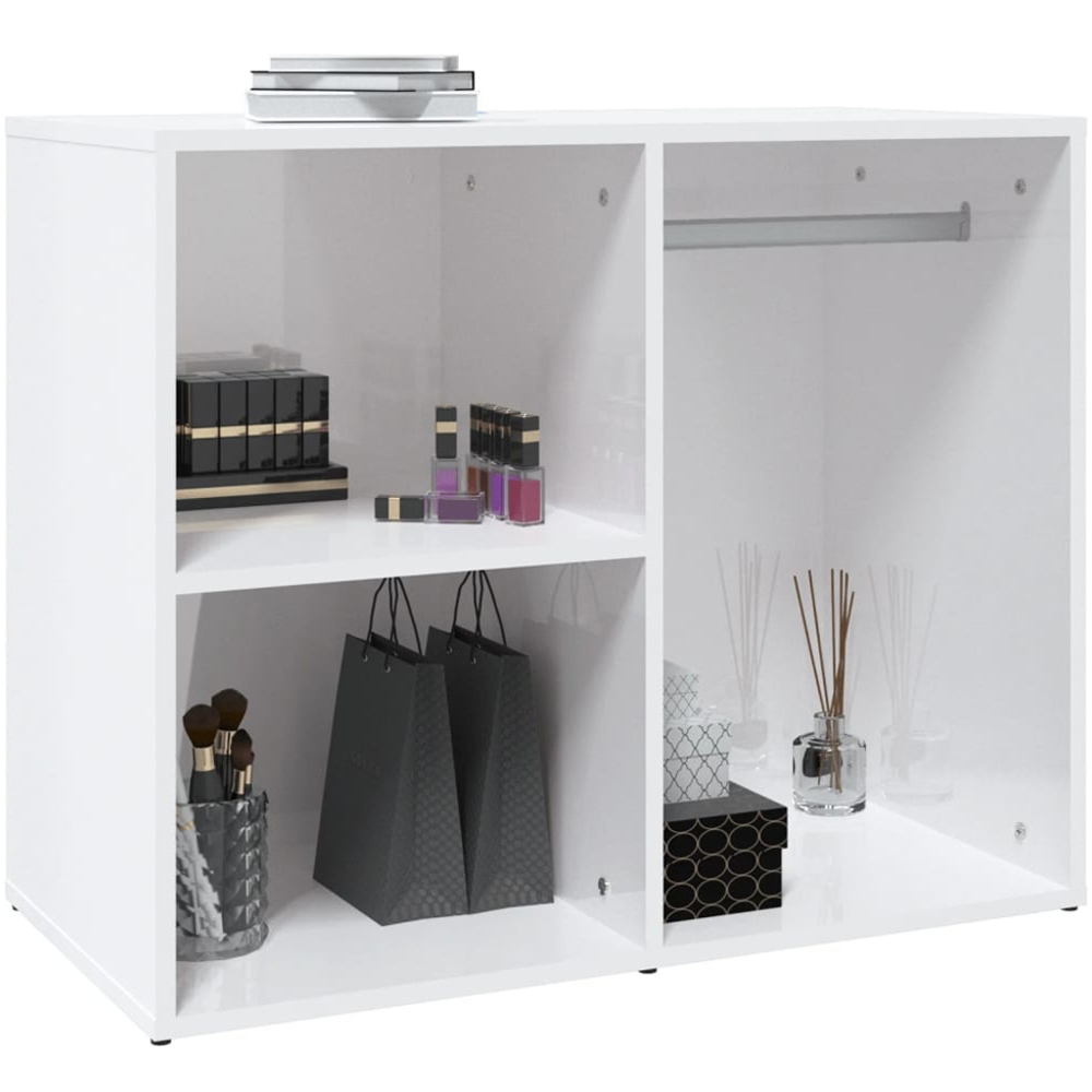 vidaXL 3 Shelf High Gloss White Engineered Wood Dressing Cabinet Image 5