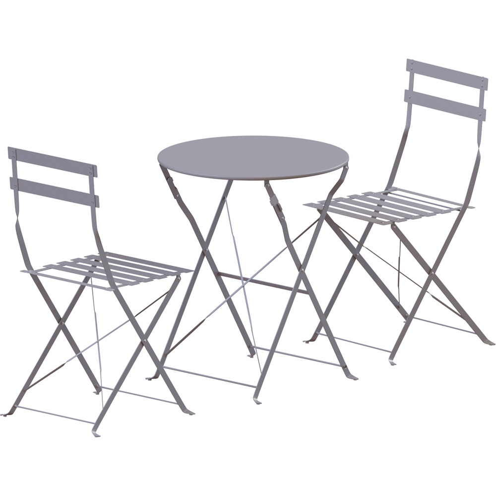 GARDEN VIDA Porto Metal 2 Seater Bistro Set Light Grey Image 2
