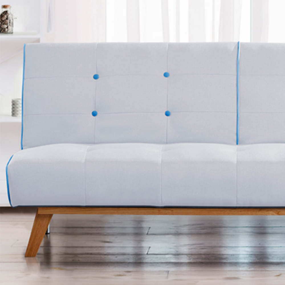 Brooklyn 3 Seater Cream Sofa Bed with Wooden Leg Image 2