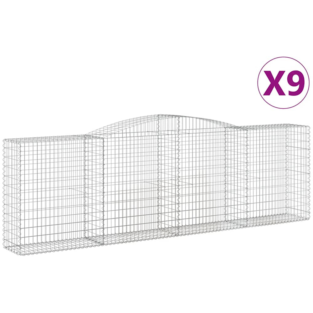 vidaXL Silver Galvanised Iron Arched Gabion Basket 400 x 50 x 120/140cm 9 Pack Image 4