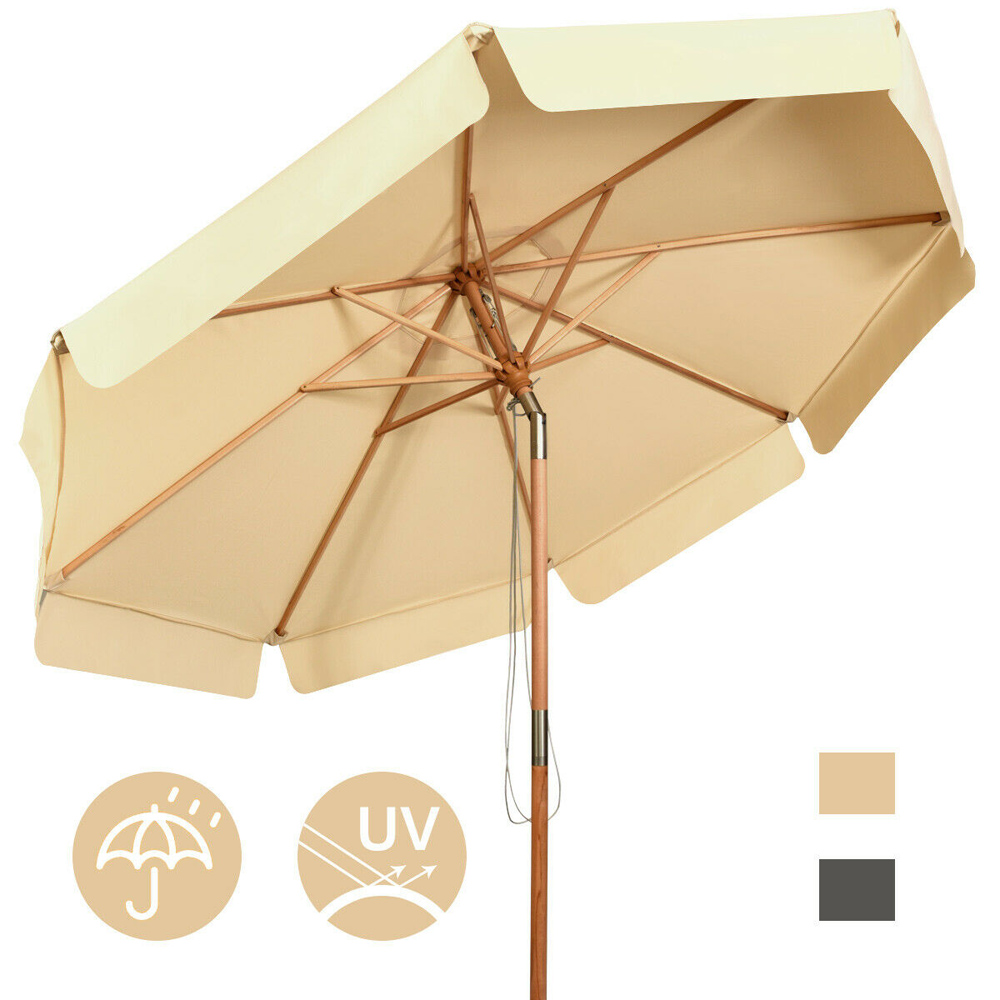 Costway Beige Crank and Tilt Garden Parasol 3m Image 6
