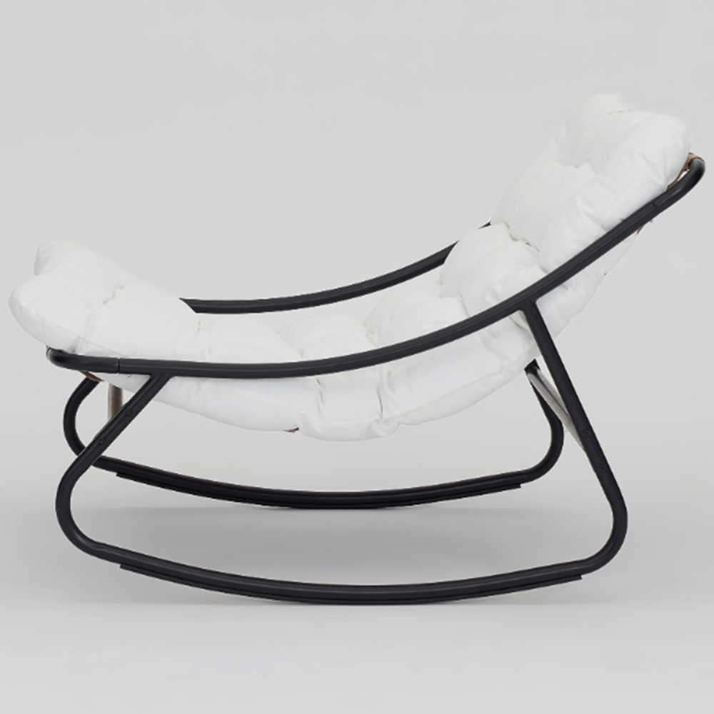 Home Detail Marbella Black Rocking Chair with Ivory Cushions Image 3