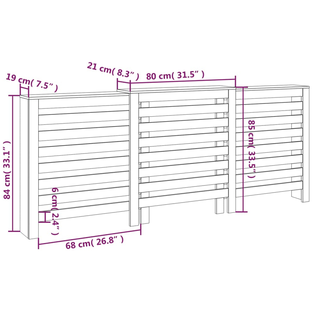 vidaXL Solid Pine Wood Radiator Cover 210 x 21 x 85cm Image 8