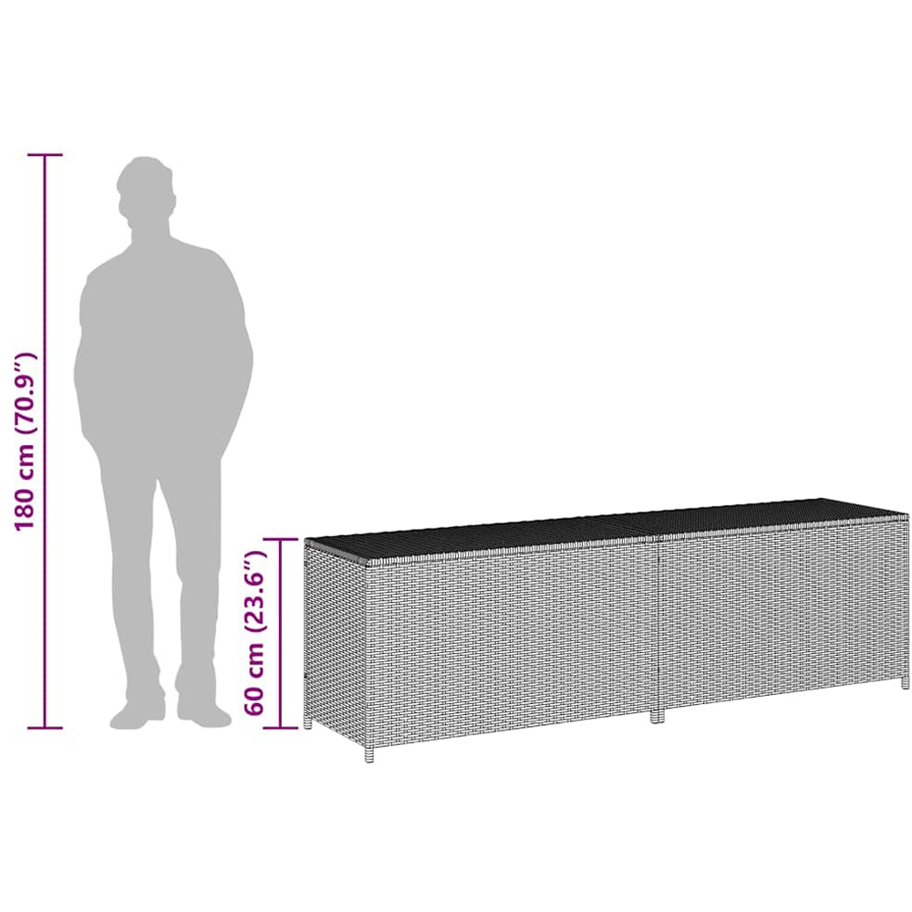 Walplus 200 x 50 x 60cm Black Poly Rattan Garden Storage Box Image 9