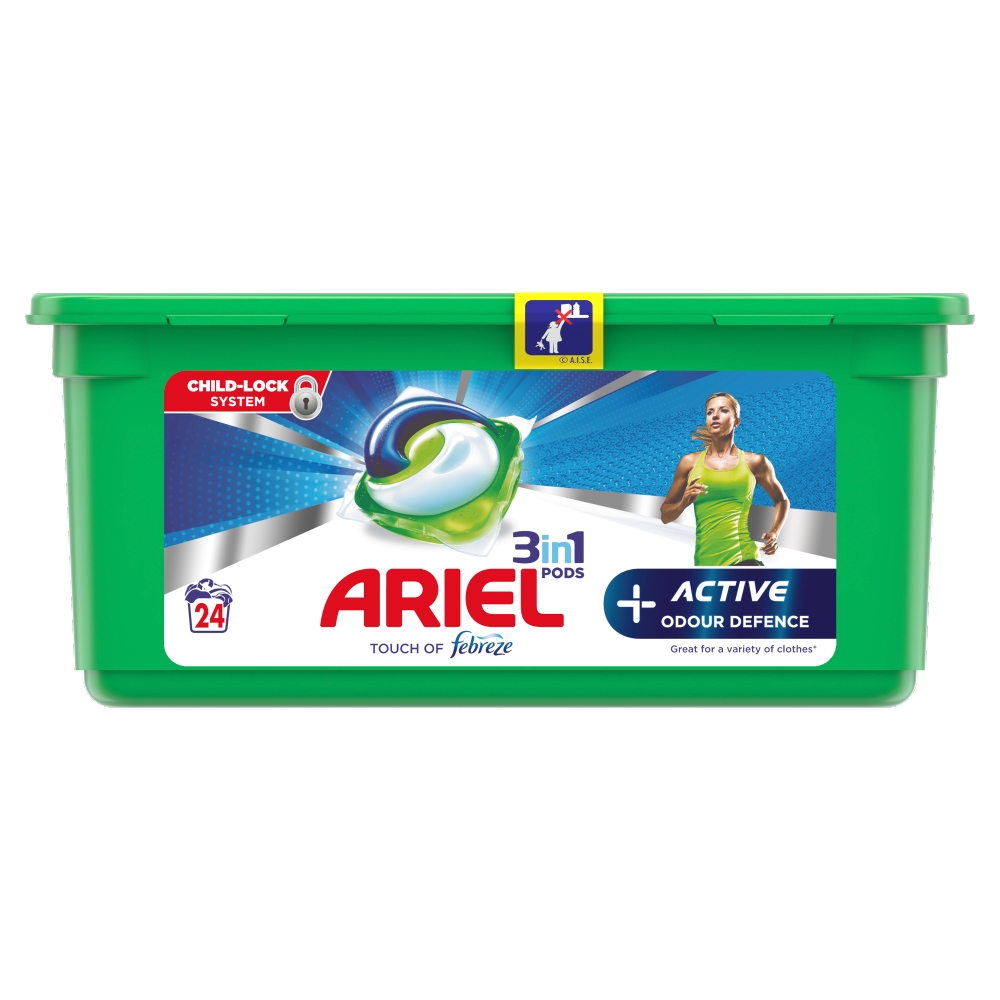 Ariel 3in1 Pods Active Odour Defence 24pk Image