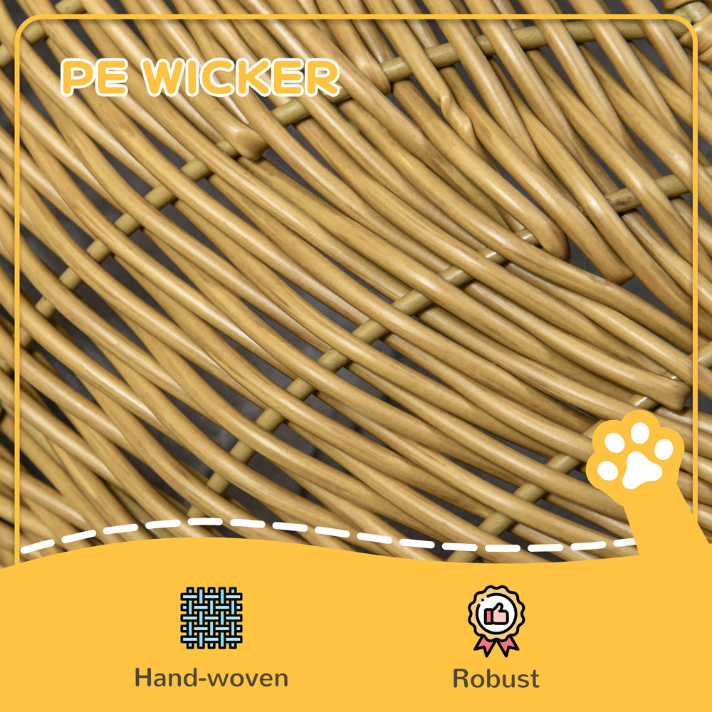 PawHut Light Brown Wicker Cat House Image 5
