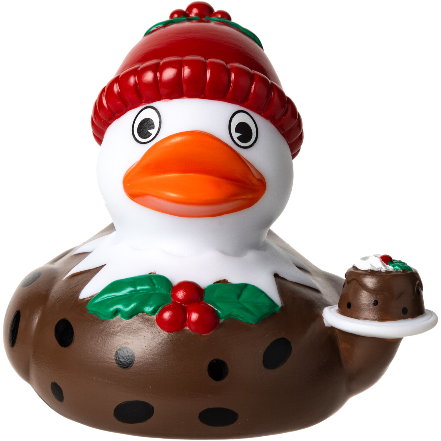 Xmas Pudding Rubber Duck - Brown and White Image 1
