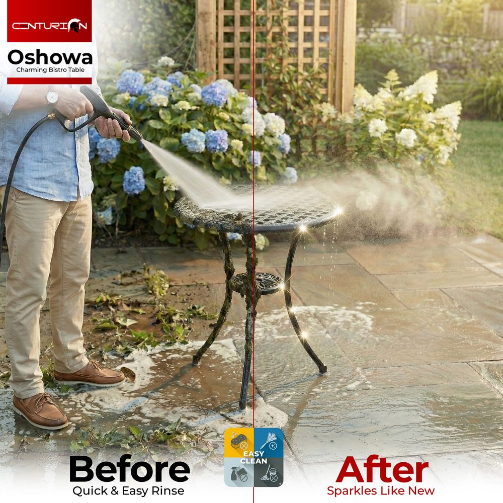 Centurion Supports OSHOWA Black Aluminium Garden Patio Bistro Table Image 8