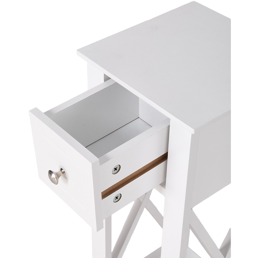 Living and Home Single Drawer Single Shelf White Bedside Table Image 5