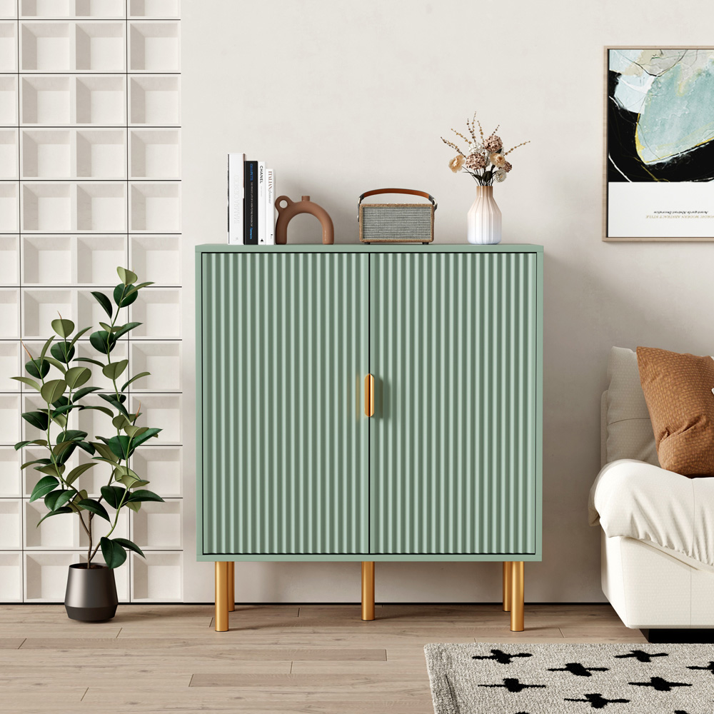 FurnitureHMD 2 Door Green Wave Pattern Sideboard Image 3