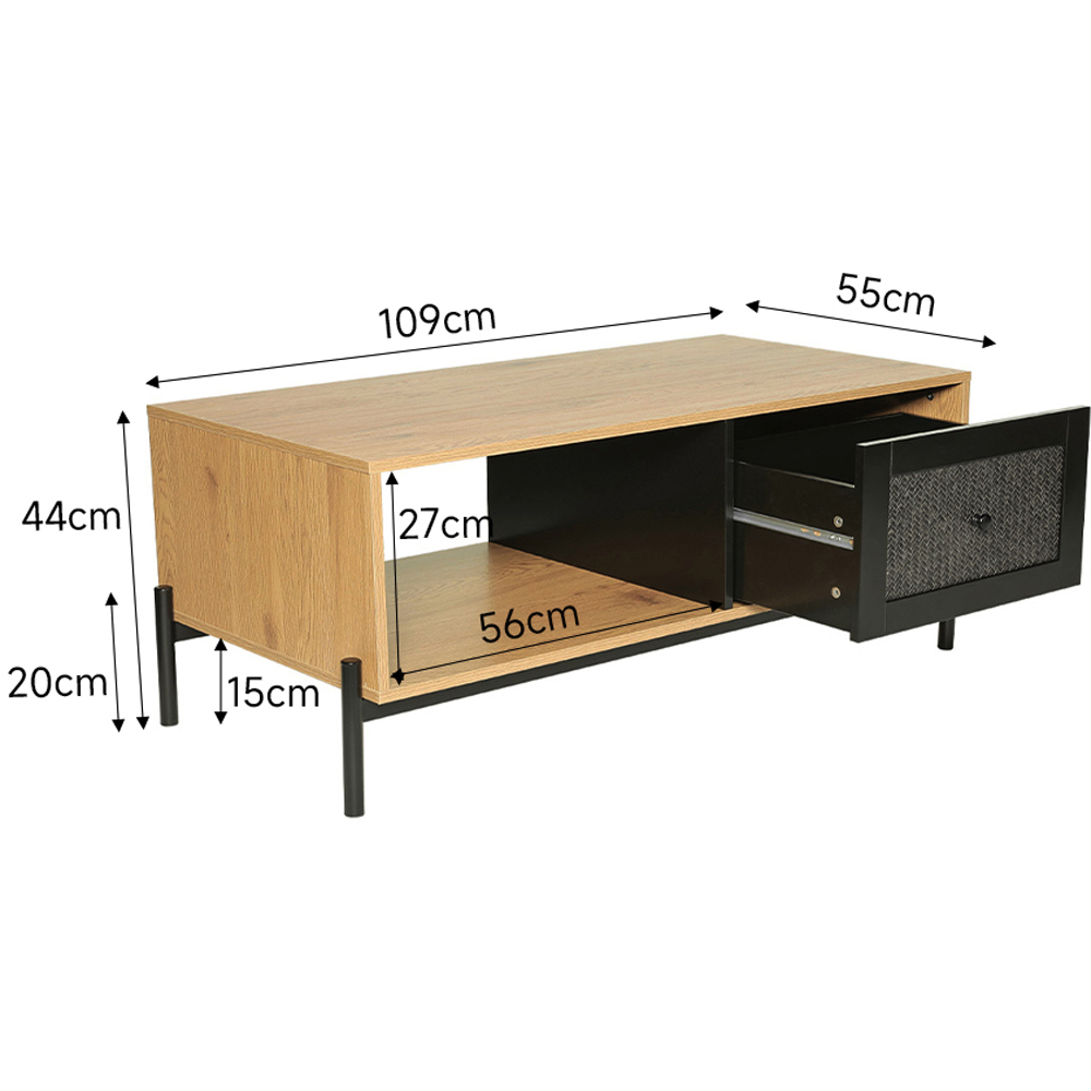 Living and Home Single Drawer Brown Coffee Table Image 8