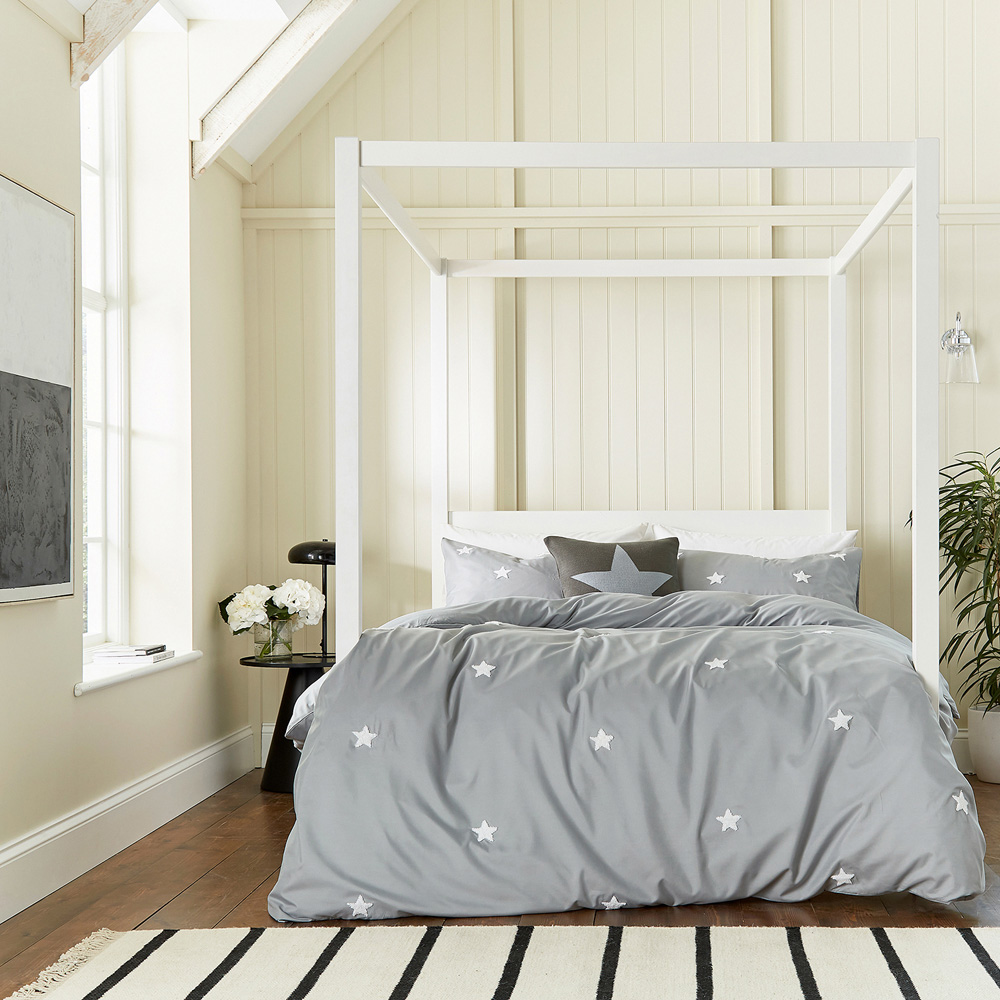 Helena Springfield Tufted Star Double Grey Reversible Duvet Set Image 4