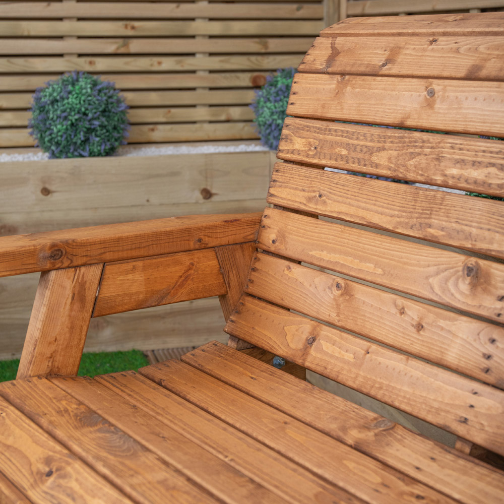 Samuel Alexander 4 Seater Chunky Rustic Wooden Garden Bench Set with Angled Tray Image 6