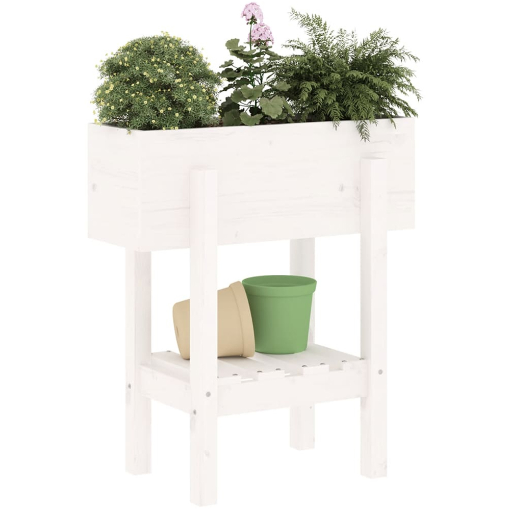 vidaXL White Solid Pine Wood Garden Planter 62 x 30 x 69cm Image 2