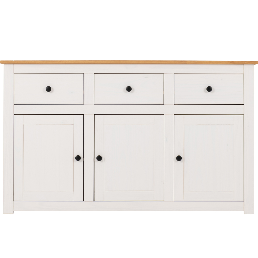 Seconique Panama 3 Door 3 Drawer White and Natural Wax Sideboard Image 3