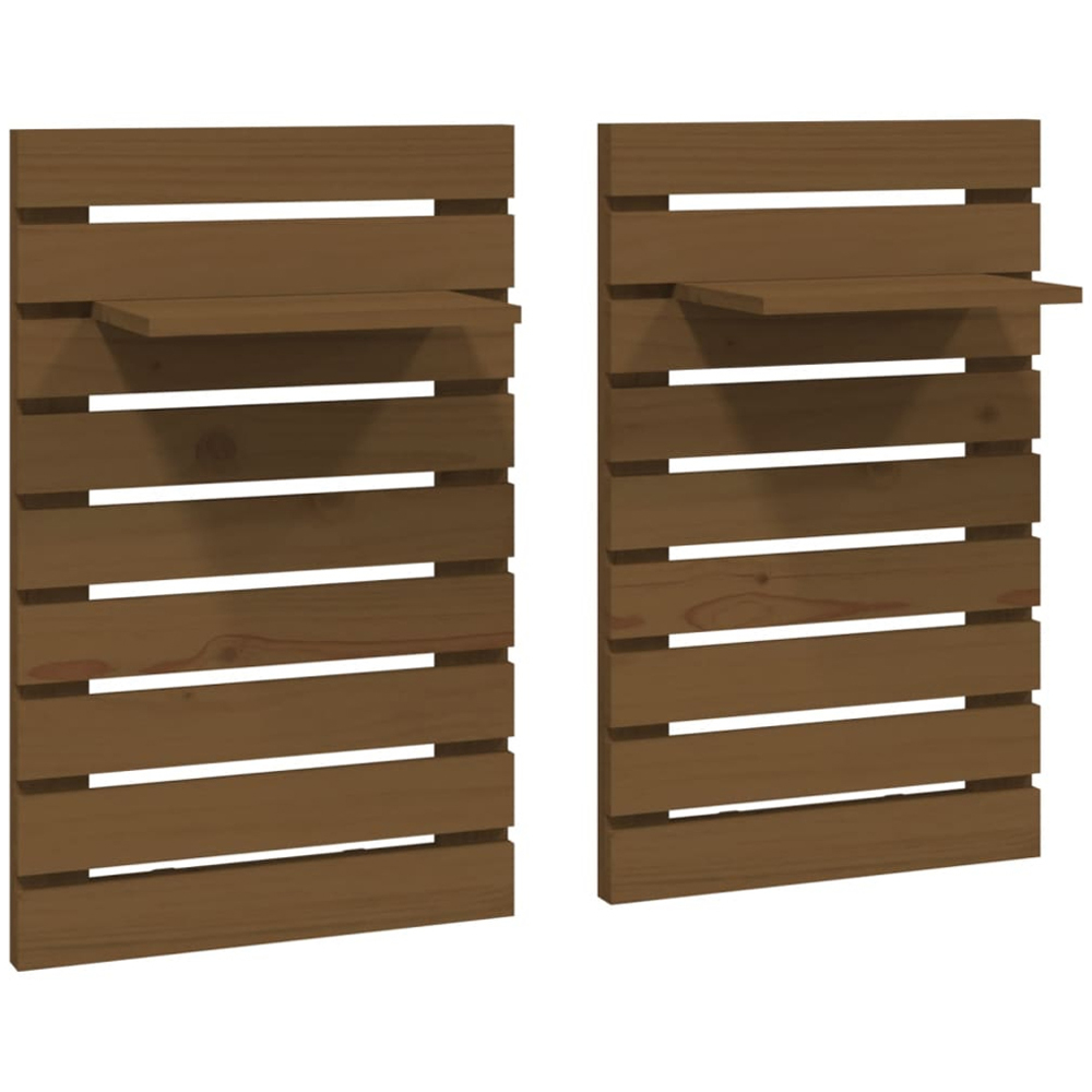 vidaXL Honey Brown Adjustable Wall Mounted Bedside Shelf Set of 2 Image 3