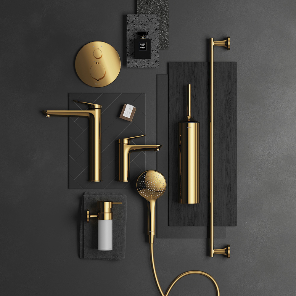 Duravit Polished Gold Shower Rail 900mm Image 2