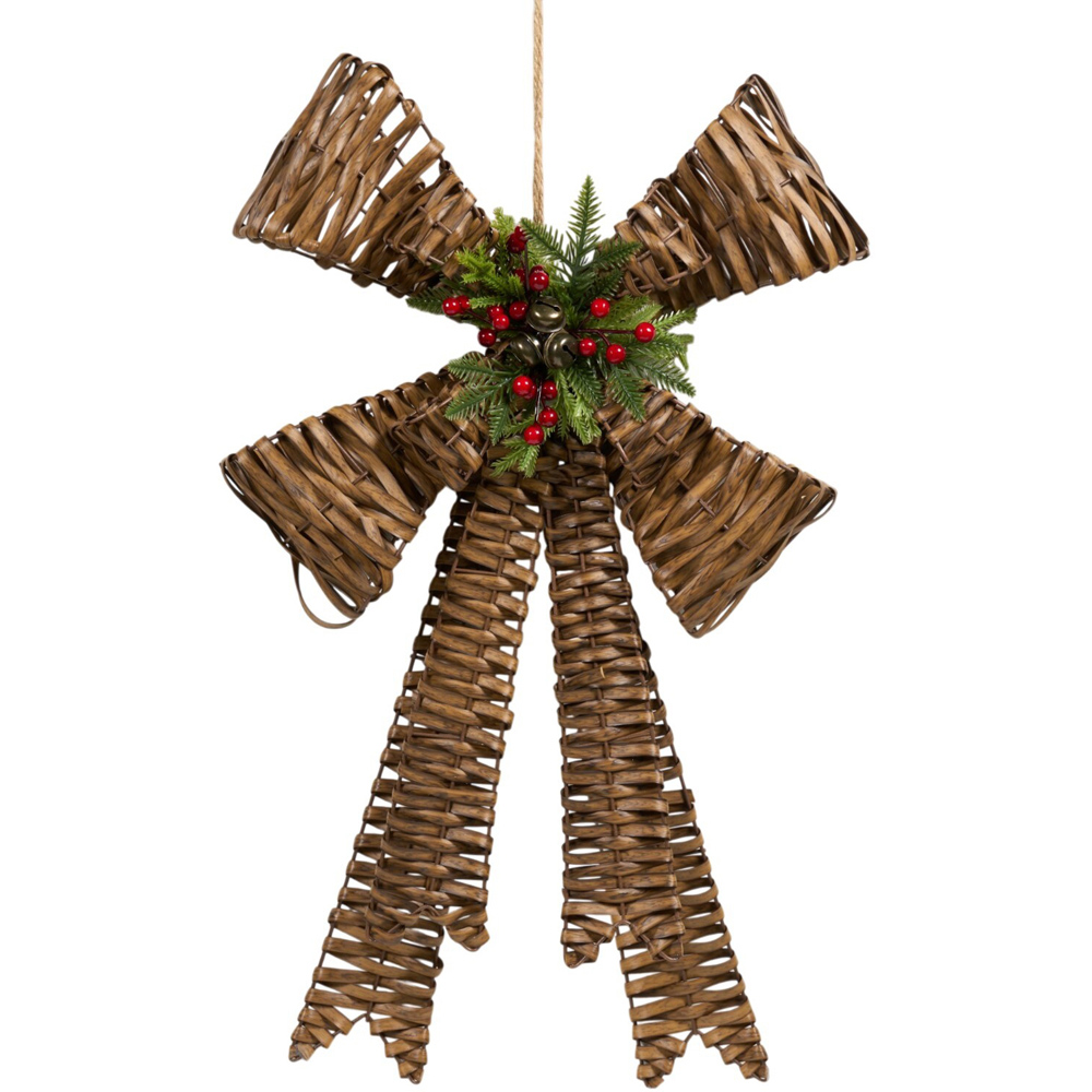 Wicker Effect Bow Decoration Brown Image 2