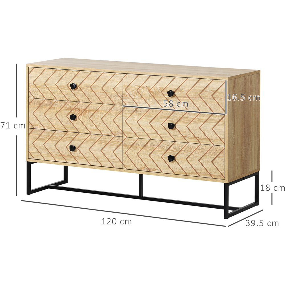 Portland 6 Drawer Natural Sideboard Image 7