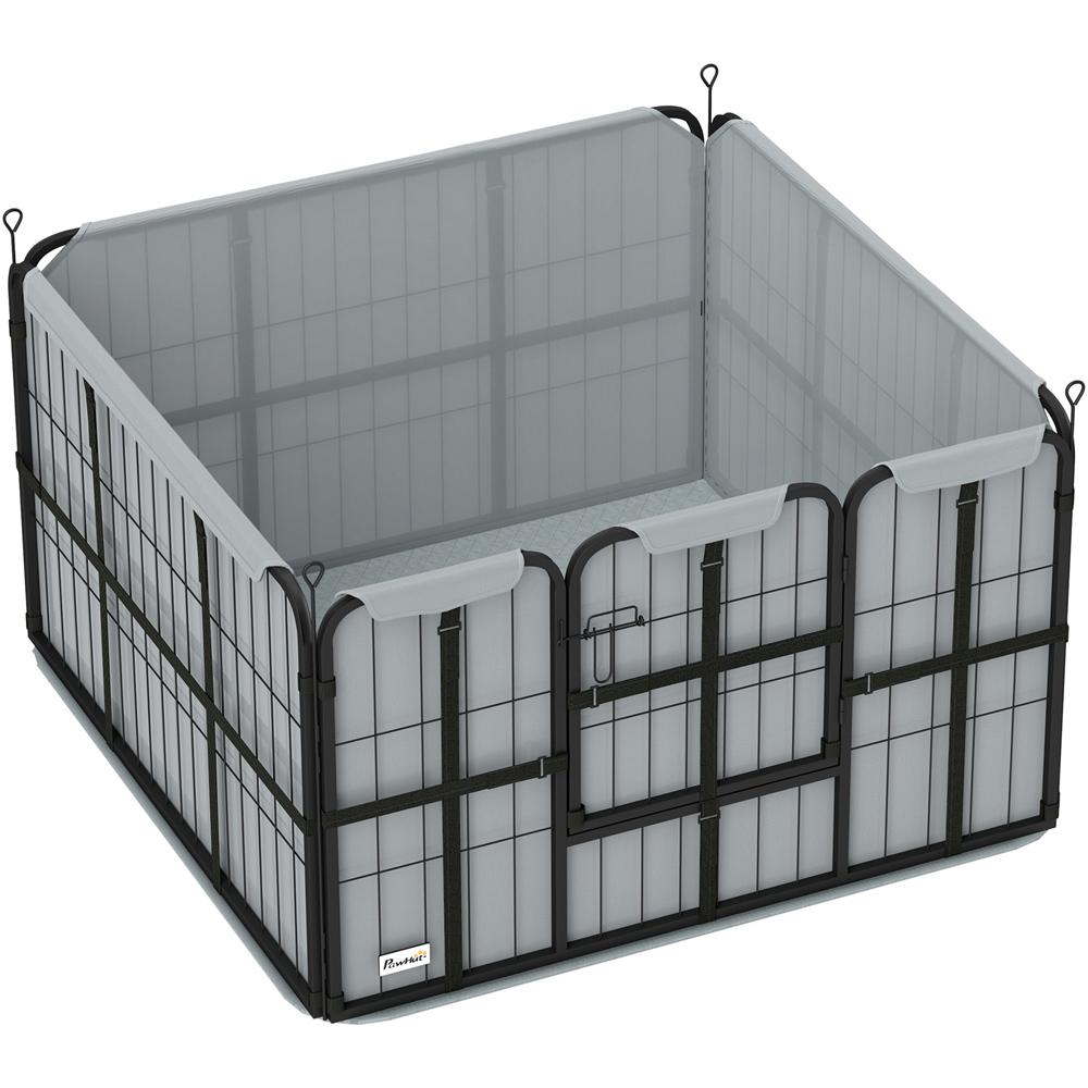 PawHut Black Oxford Fabric Whelping Box with Washable Whelping Pad Image 1