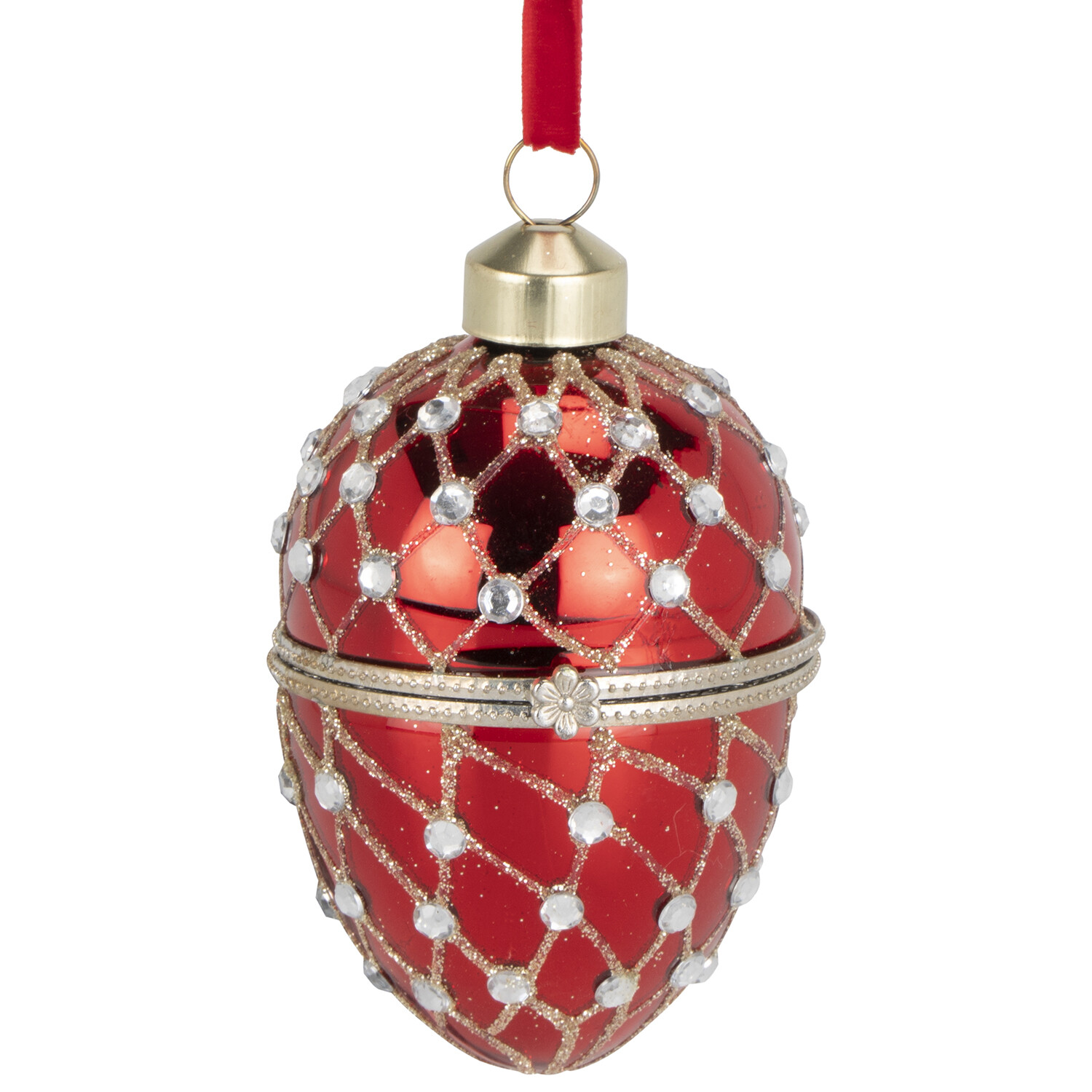 Red Jewelled Compartment Bauble  - Red Image