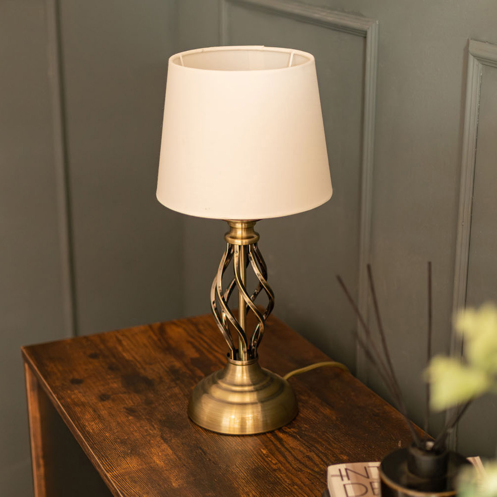 ValueLights Memphis Antique Brass Barley Twist LED Table Lamp 2 Pack Image 4
