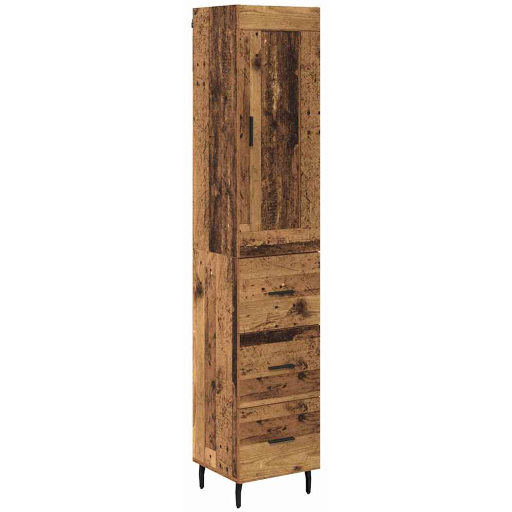 vidaXL Single Door 3 Drawer Old Wood Highboard Image 2