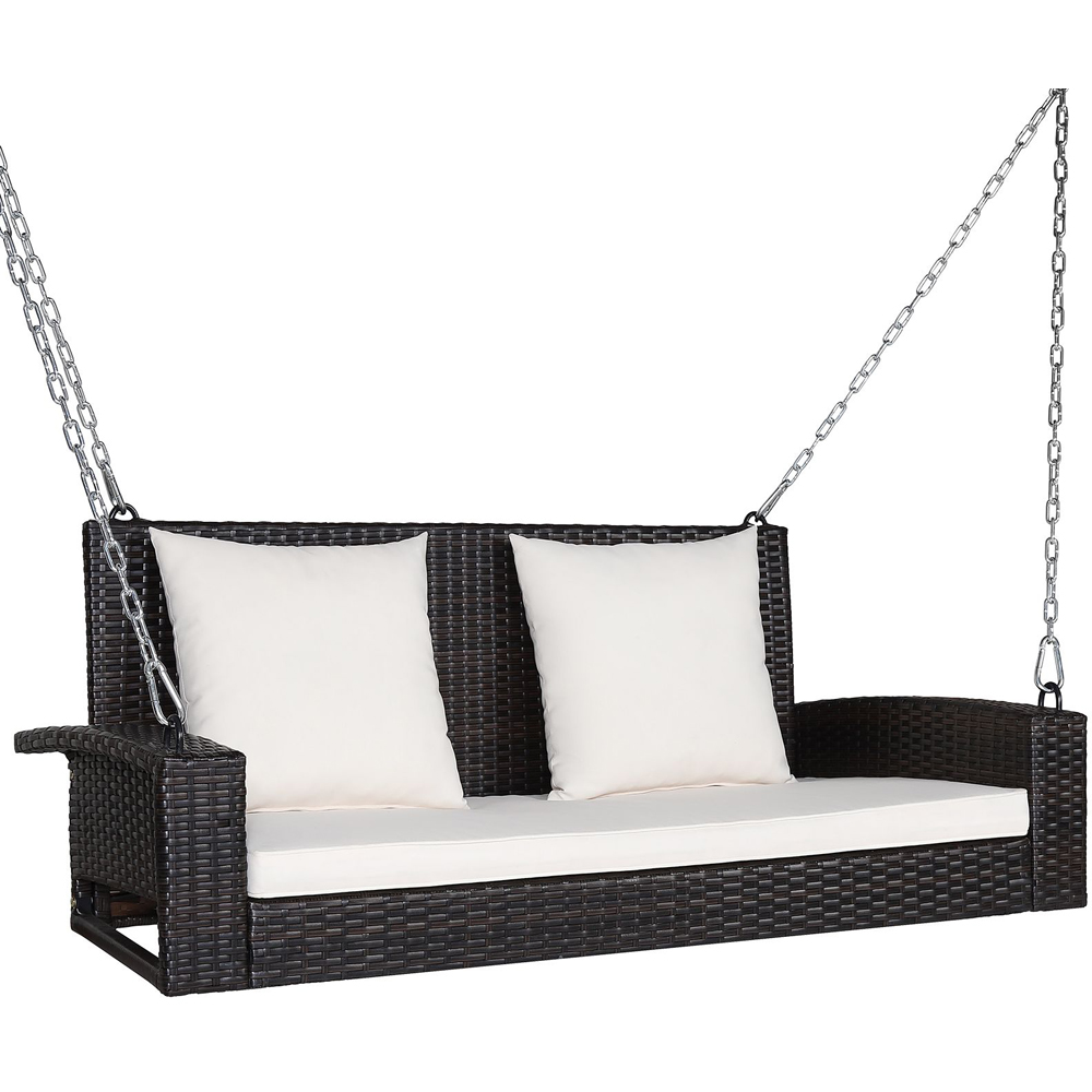 Costway 2 Seater White Rattan Swing Image 2