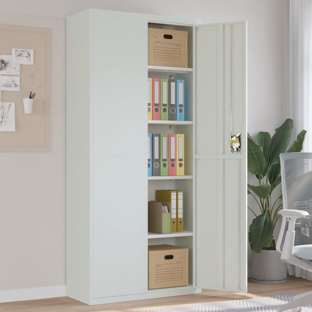 vidaXL 2 Door Light Grey Steel File Cabinet Image 1