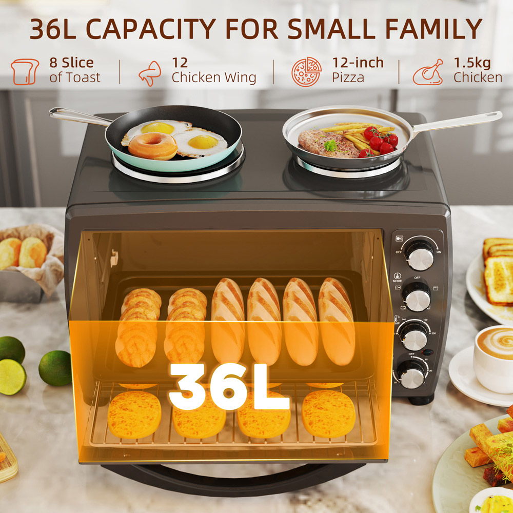 HOMCOM 800-199V70BK Black 36L Countertop Toaster Oven 2600W Image 4