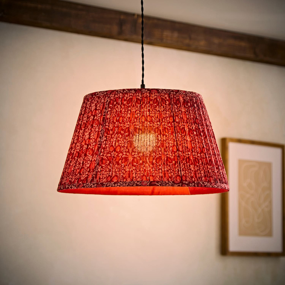 ValueLights Abel Burgundy Floral Pleated Tapered Ceiling Lamp Shade 45cm Image 2