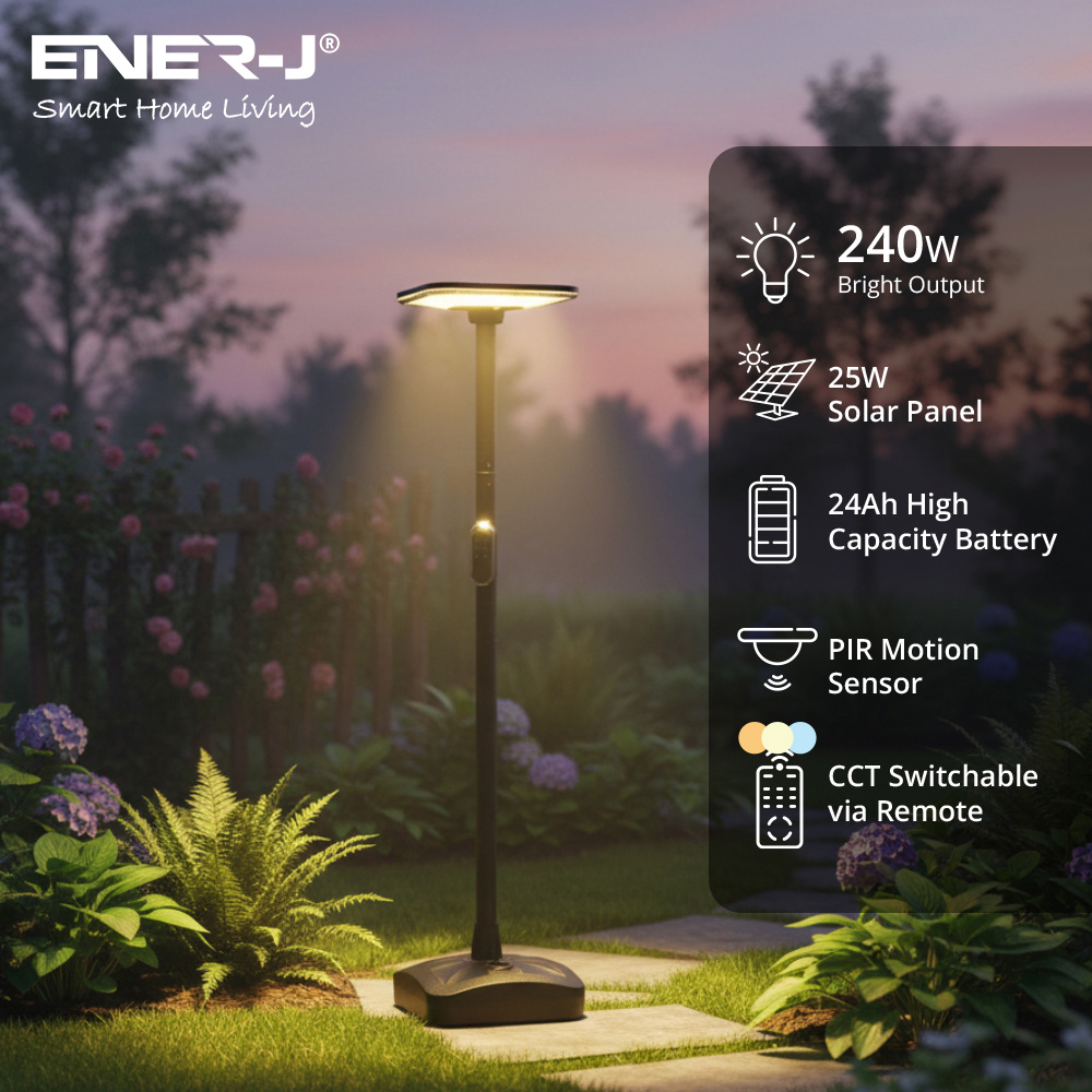 EnerJ PIR Solar Garden Lights with Panel 240W Image 2