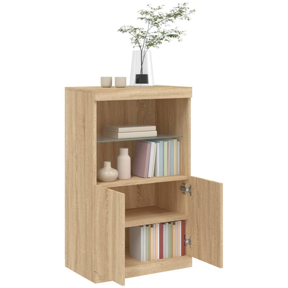 vidaXL 2 Door 2 Shelf Sonoma Oak Sideboard with LED Lights Image 5
