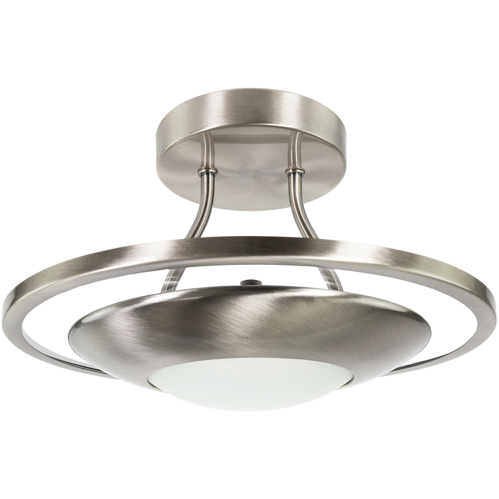 Happy Homewares Satin Nickel LED Semi Flush Ceiling Light Image 1