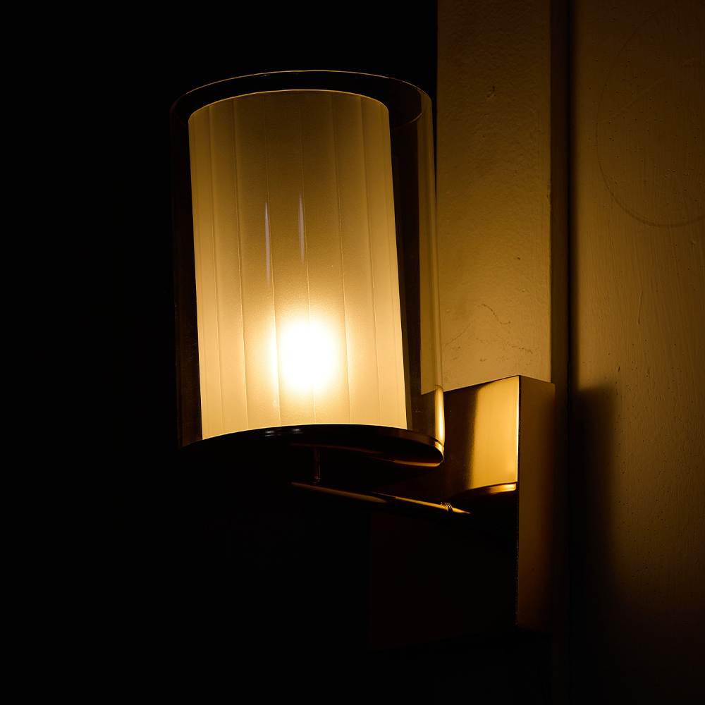Living and Home Gold Glass Cylinder Shade G9 Wall Light Image 2