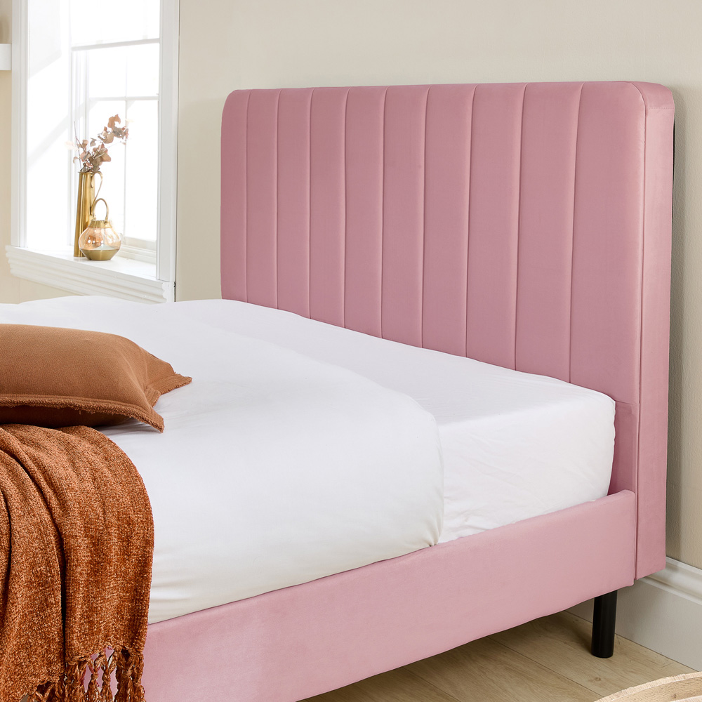 Aspire Furniture Rosella Small Double Pink Plush Velvet Bed Frame Image 3