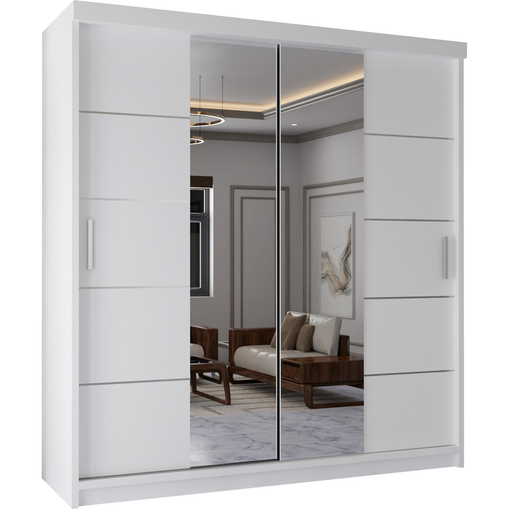 Sliding Wardrobes 4U 2 Sliding Door White Half Mirrored Wardrobe 120cm Image 2